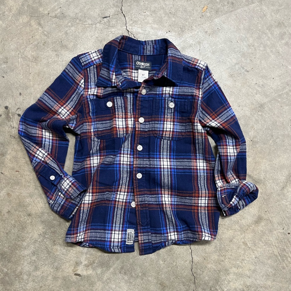 OshKosh B'gosh Navy and Red Plaid Shirt